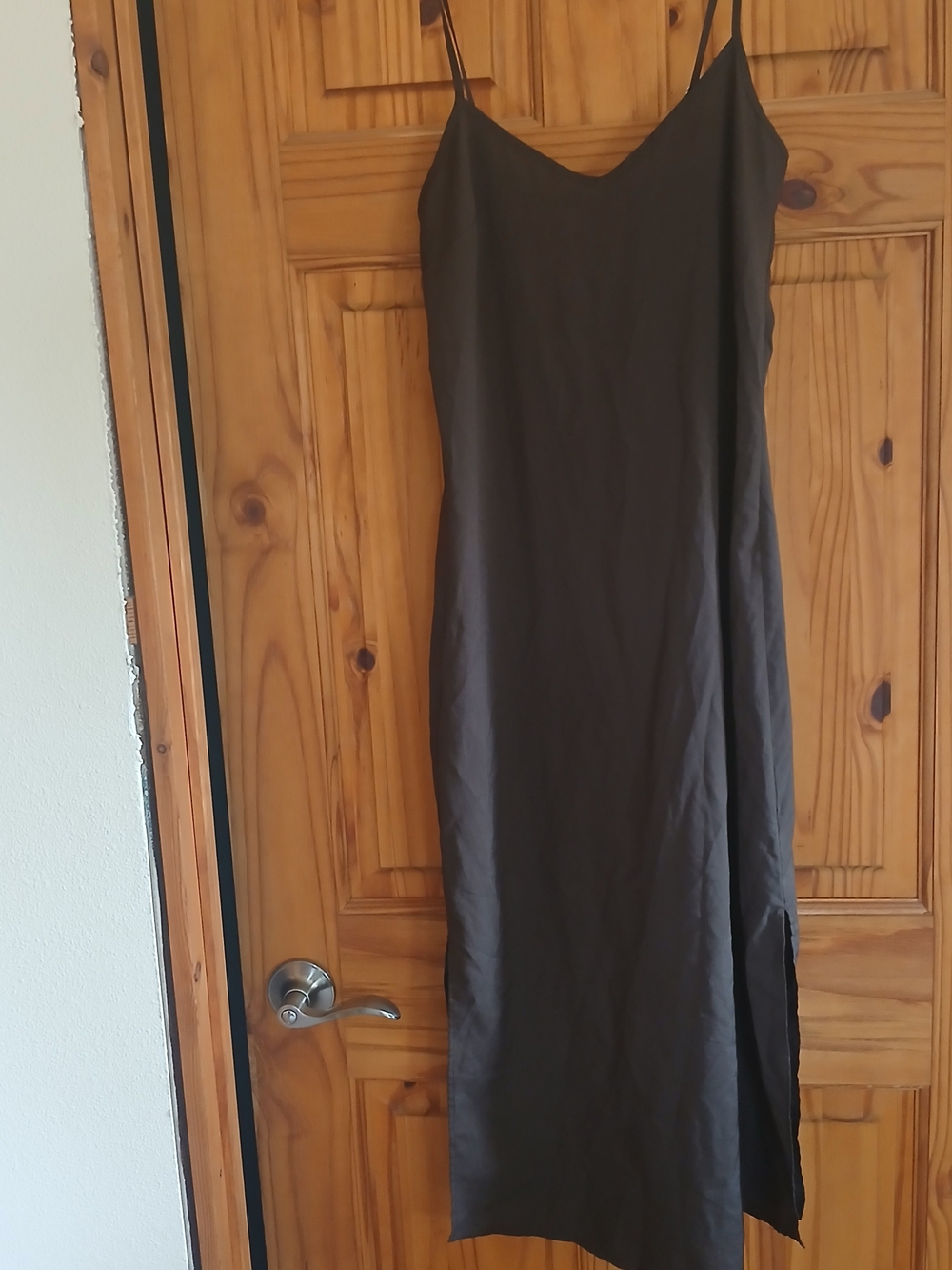 Brown Spaghetti Strap Slip Dress